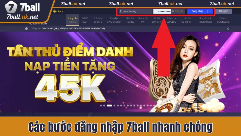Các bước đăng nhập 7ball đơn giản và nhanh chóng