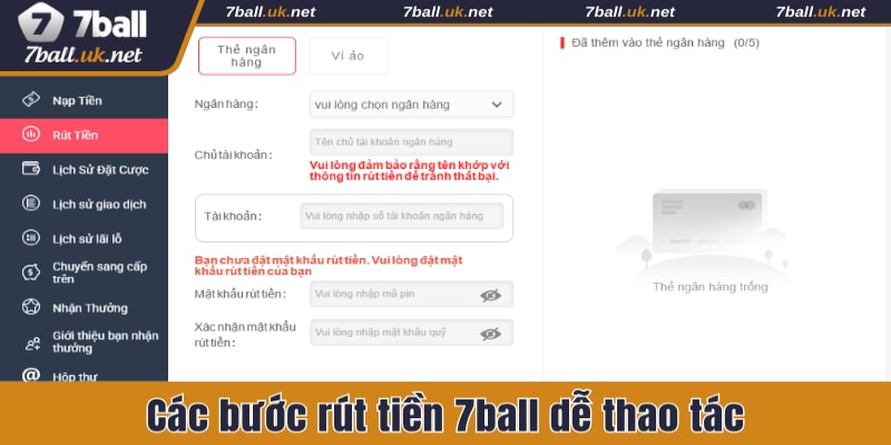 Nắm bắt các bước rút tiền 7ball để dễ thao tác