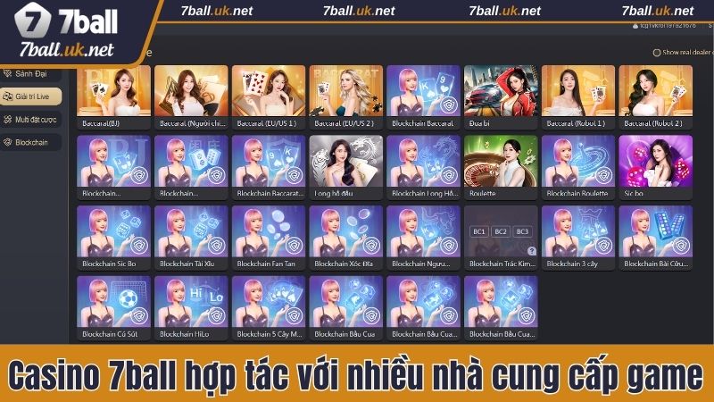 Casino 7ball hợp tác với nhiều đơn vị cung cấp game hàng đầu thị trường