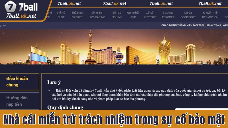 Nhà cái không chịu trách nhiệm trong các sự cố bảo mật
