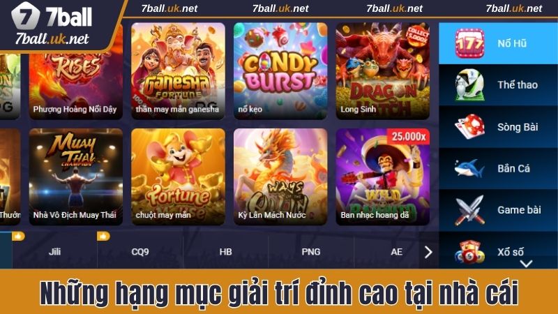 Những hạng mục giải trí đỉnh cao tại nhà cái